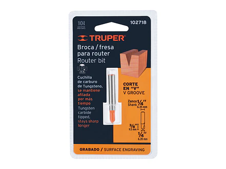 Fresa para Ruteadora Truper 102718, Corte en 