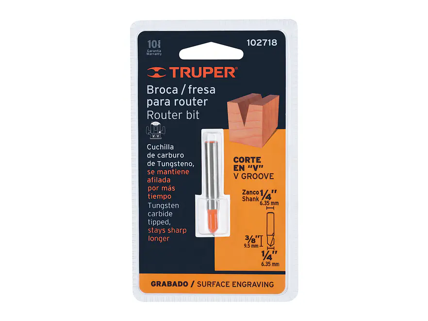 Fresa para Ruteadora Truper 102718, Corte en 