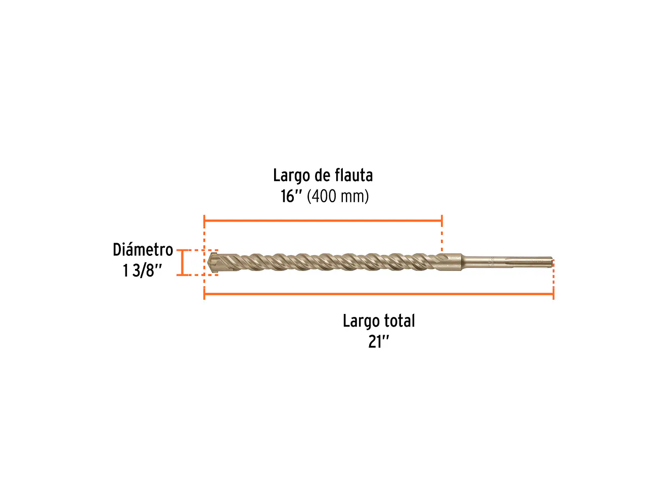 Broca SDS Truper para Concreto Truper 101468, 1-3/8 x 21