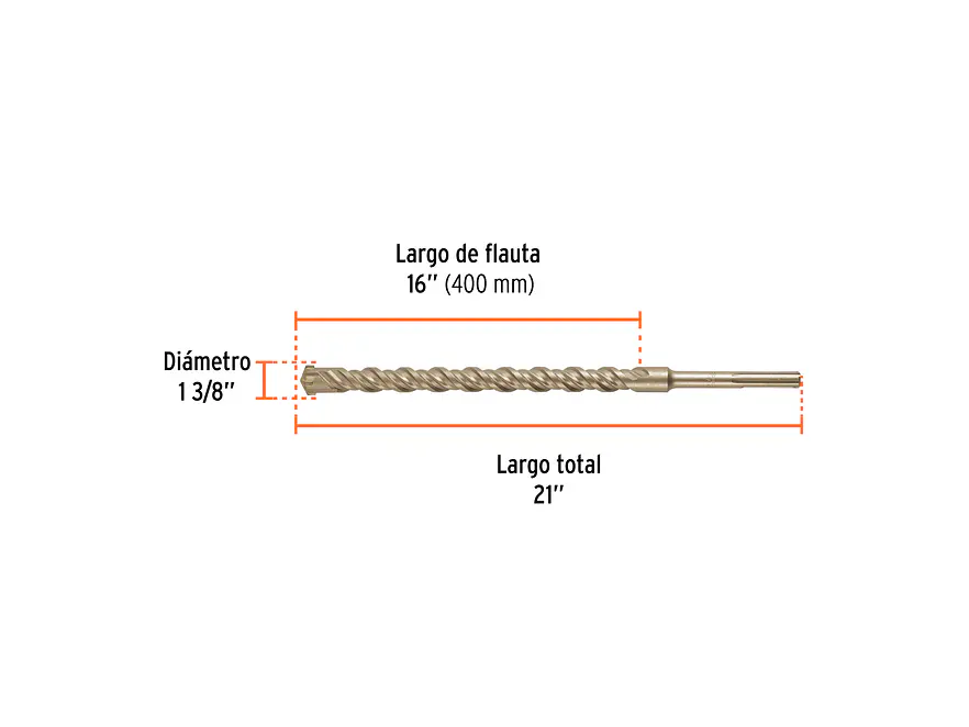 Broca SDS Truper para Concreto Truper 101468, 1-3/8 x 21