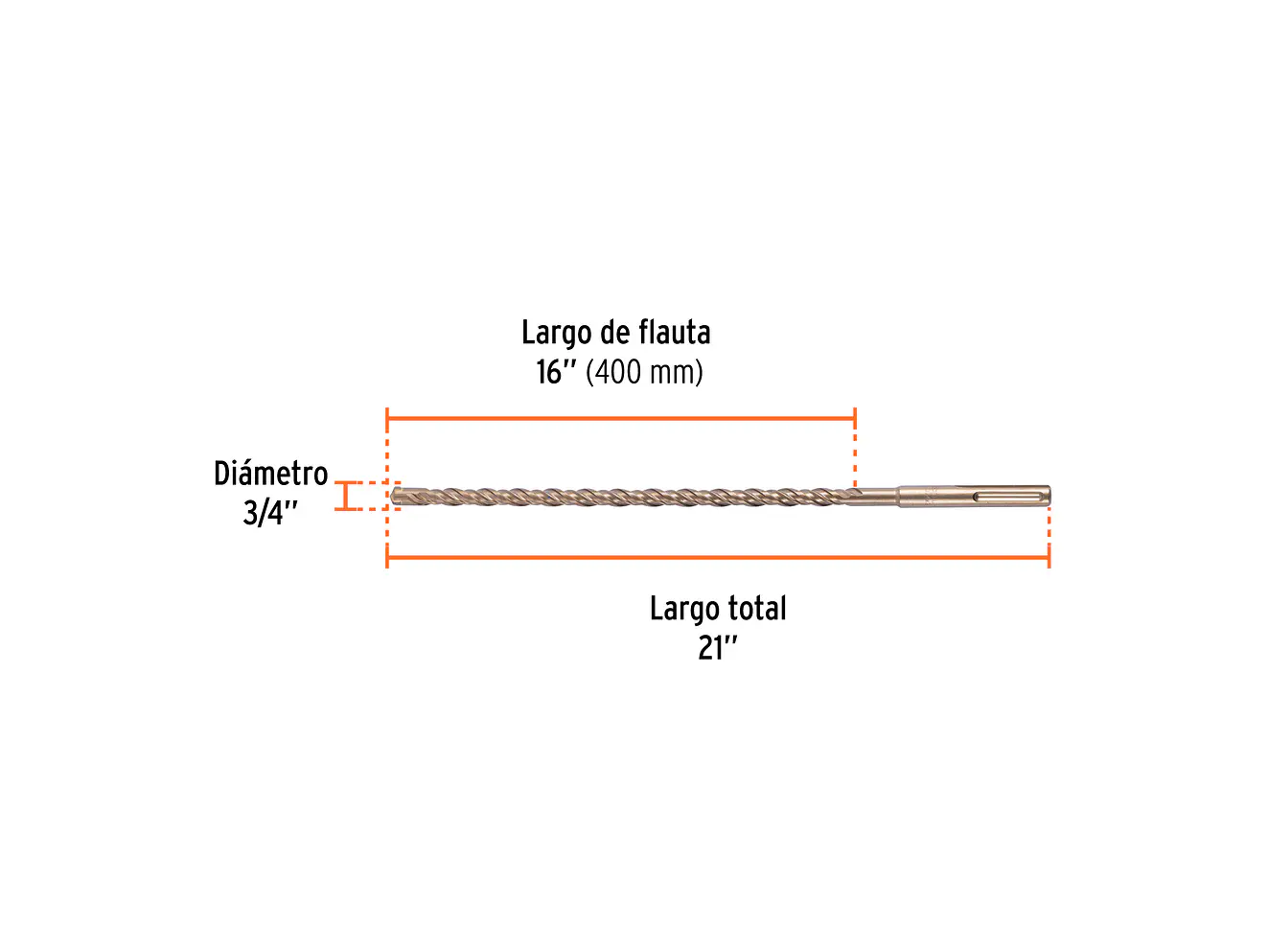 Broca SDS Truper para Concreto Truper 101436, 3/4 x 21