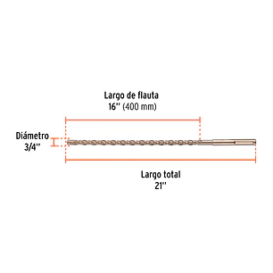 Broca SDS Truper para Concreto Truper 101436, 3/4 x 21