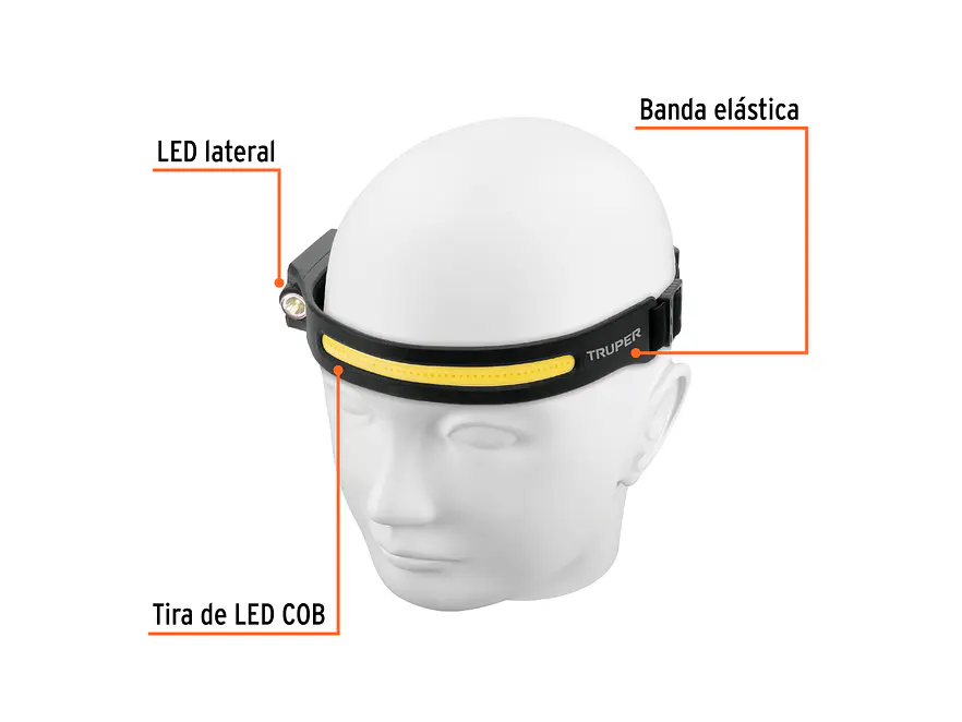 Linterna de Minero LED Truper 103117, Recargable, 350 lm con Sensor - Foto 2 | aztools.co