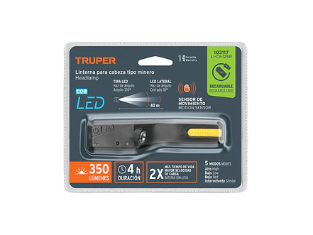 Linterna de Minero LED Truper 103117, Recargable, 350 lm con Sensor - Foto 5 | aztools.co