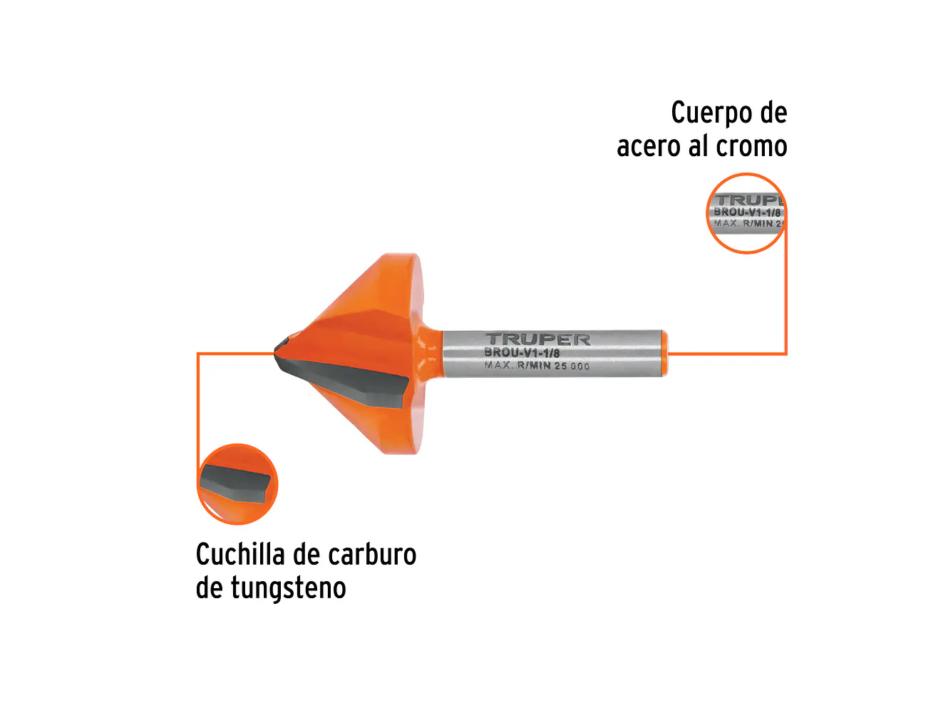 Fresa para Ruteadora Truper 102719, Corte en 