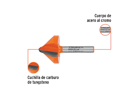 Fresa para Ruteadora Truper 102719, Corte en 