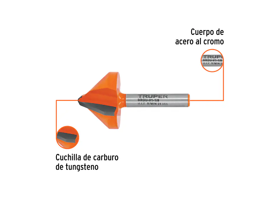 Fresa para Ruteadora Truper 102719, Corte en 