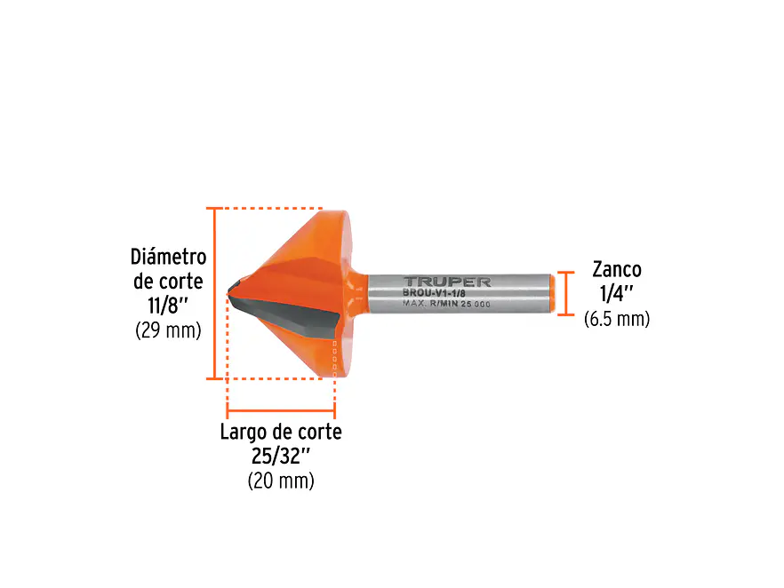 Fresa para Ruteadora Truper 102719, Corte en 