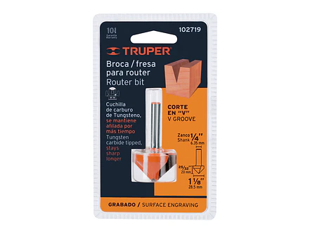 Fresa para Ruteadora Truper 102719, Corte en 