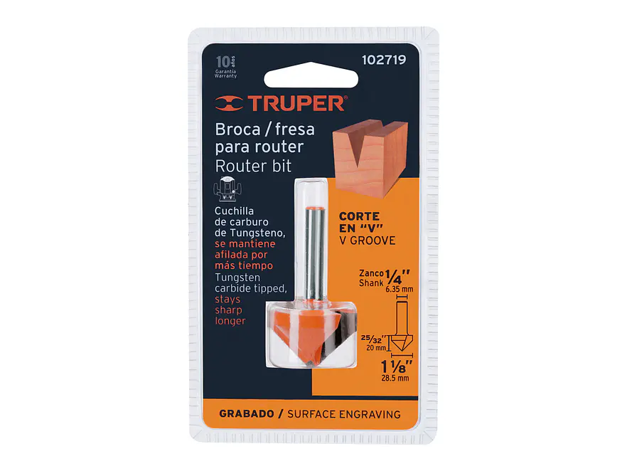 Fresa para Ruteadora Truper 102719, Corte en 