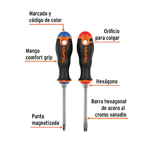 Dúo de Destornilladores Truper 19622, 1/4