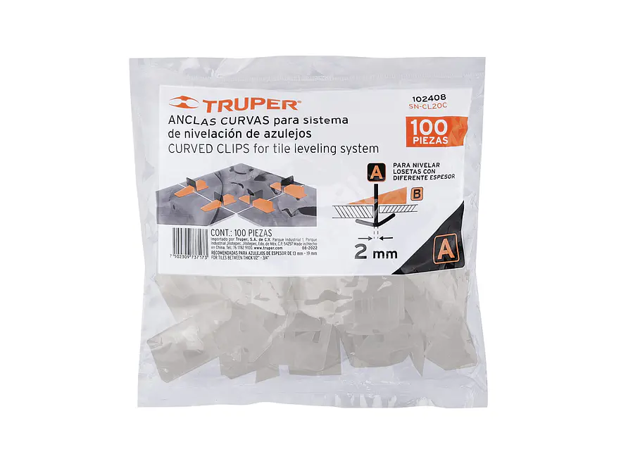Bolsa con 100 Anclas Curvas Truper 102408, para Nivelación - Foto 3 | aztools.co