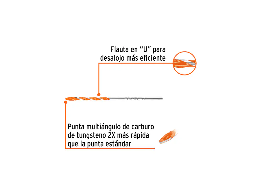 Broca Multimaterial Truper 103017, 1/8 x 3