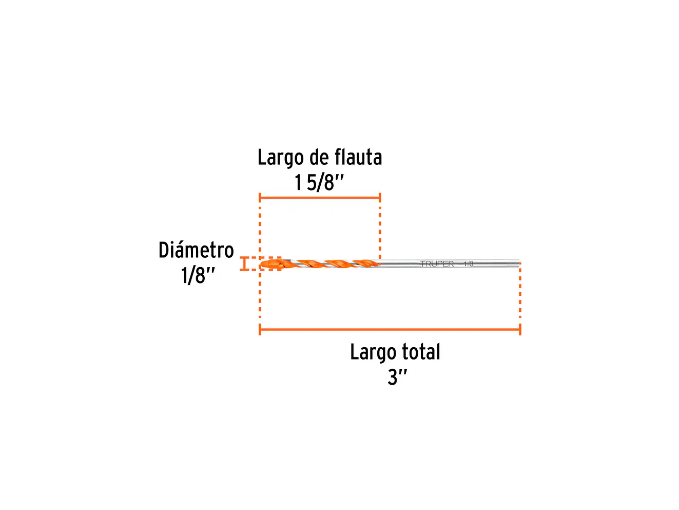 Broca Multimaterial Truper 103017, 1/8 x 3