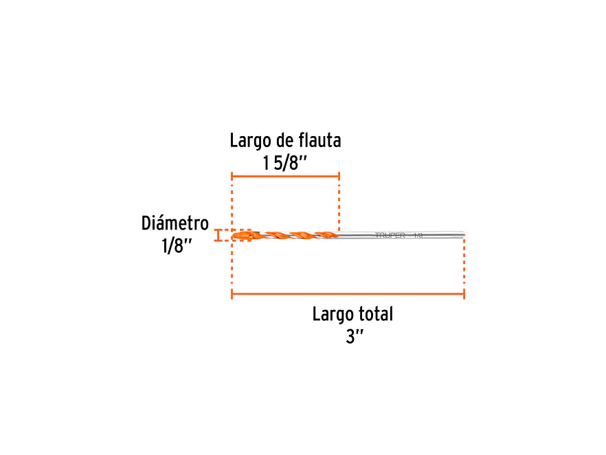 Broca Multimaterial Truper 103017, 1/8 x 3