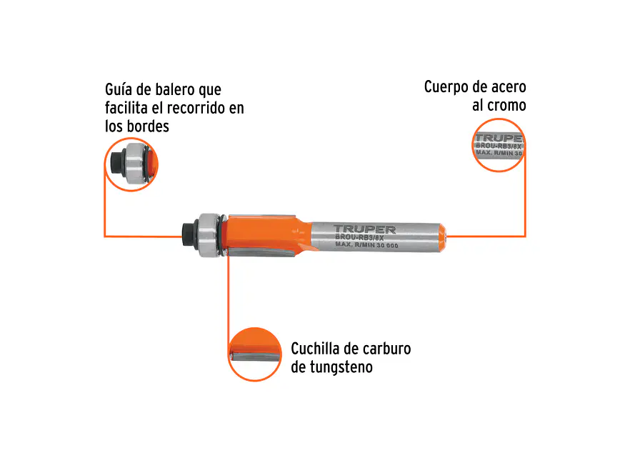 Fresa para Ruteadora Truper 102721, Corte Recto, 3/8