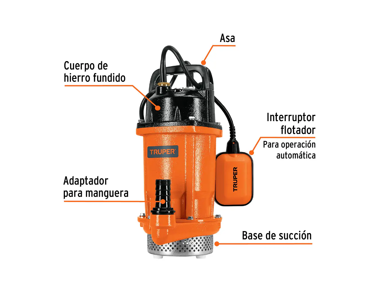 Bomba Sumergible para Agua Truper 100170, 3/4 HP - Foto 2 | aztools.co