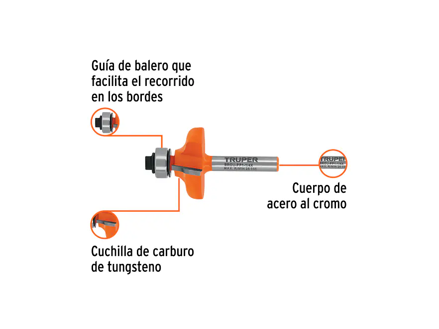 Fresa para Ruteadora Truper 102727, Pecho Paloma, 1-1/4