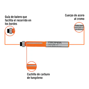 Fresa para Ruteadora Truper 102720, Corte Recto, 1/4