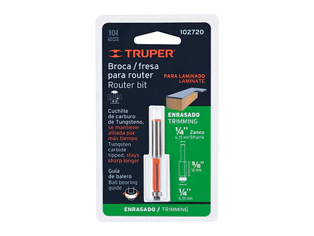 Fresa para Ruteadora Truper 102720, Corte Recto, 1/4
