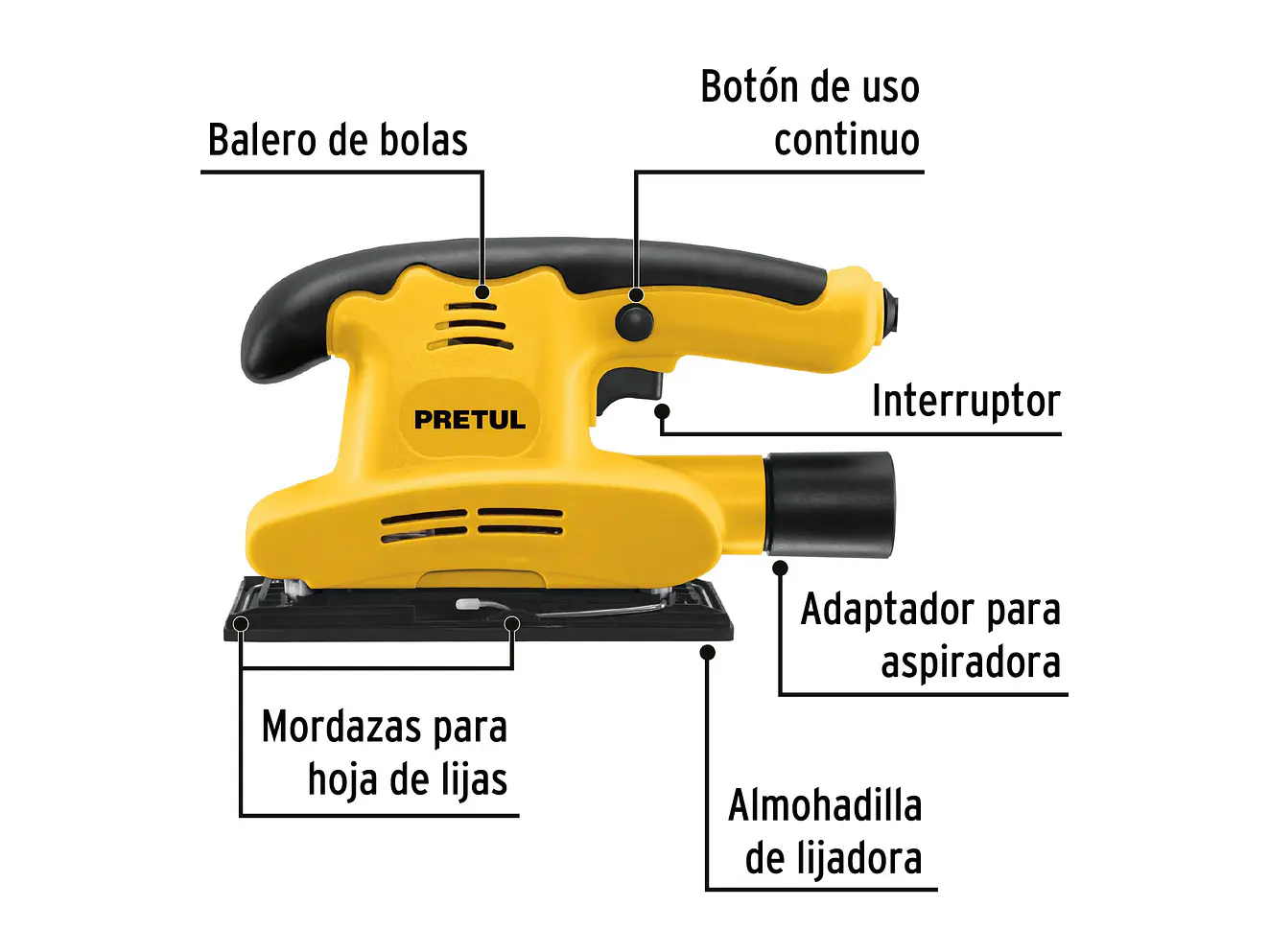 Lijadora Orbital Pretul 28220, 1/3 de Hoja, 150W - Foto 2 | aztools.co