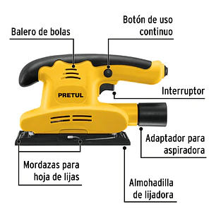 Lijadora Orbital Pretul 28220, 1/3 de Hoja, 150W