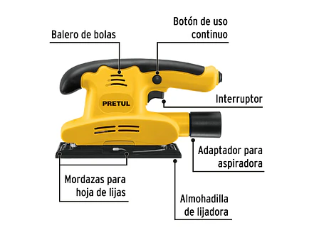 Lijadora Orbital Pretul 28220, 1/3 de Hoja, 150W - Foto 2 | aztools.co