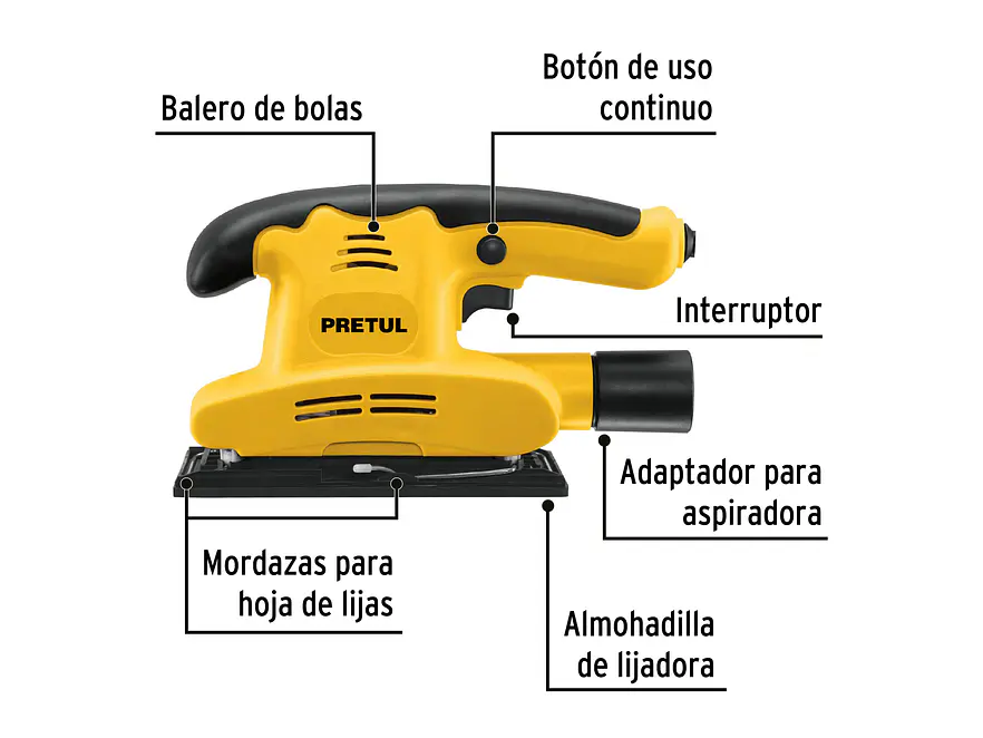 Lijadora Orbital Pretul 28220, 1/3 de Hoja, 150W - Foto 2 | aztools.co