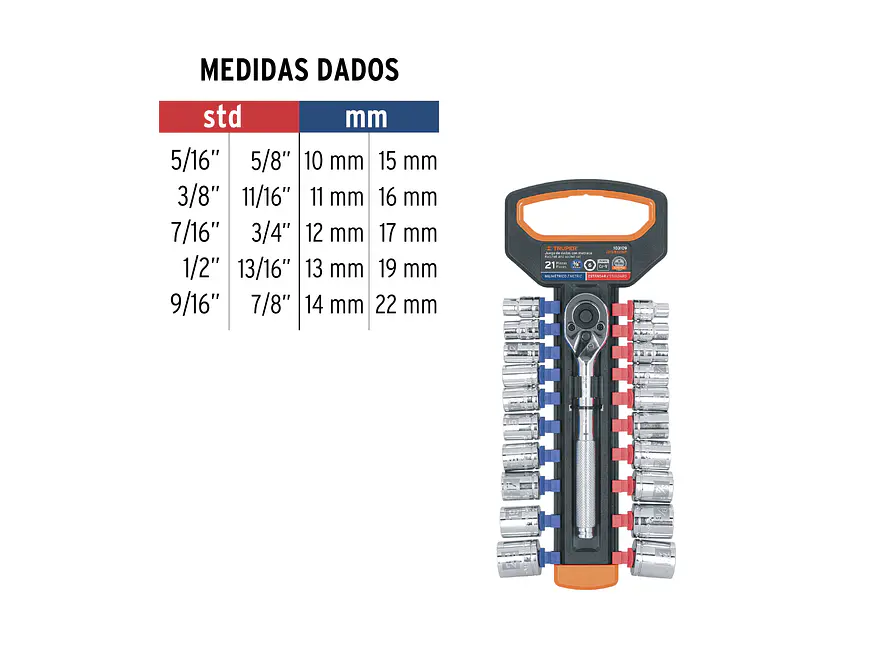 Juego de Copas Truper 103109, MM y STD, Mando 3/8