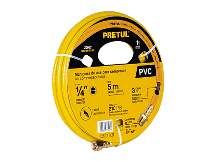 Manguera para Compresor Pretul 20662, de PVC, 5m x 1/4