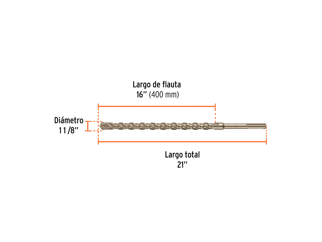 Broca SDS Truper para Concreto Truper 101464, 1-1/8 x 21