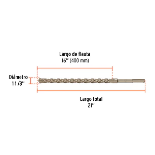 Broca SDS Truper para Concreto Truper 101464, 1-1/8 x 21