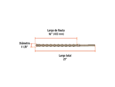 Broca SDS Truper para Concreto Truper 101464, 1-1/8 x 21