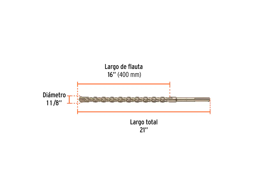 Broca SDS Truper para Concreto Truper 101464, 1-1/8 x 21