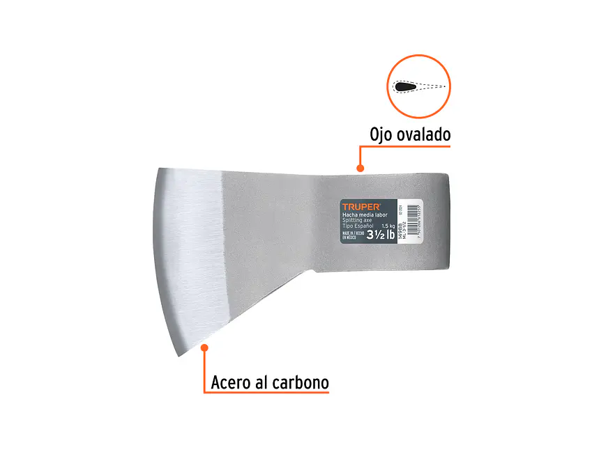 Hacha Media Labor Truper 14988, 3-1/2 lb, Sin Mango - Foto 2 | aztools.co