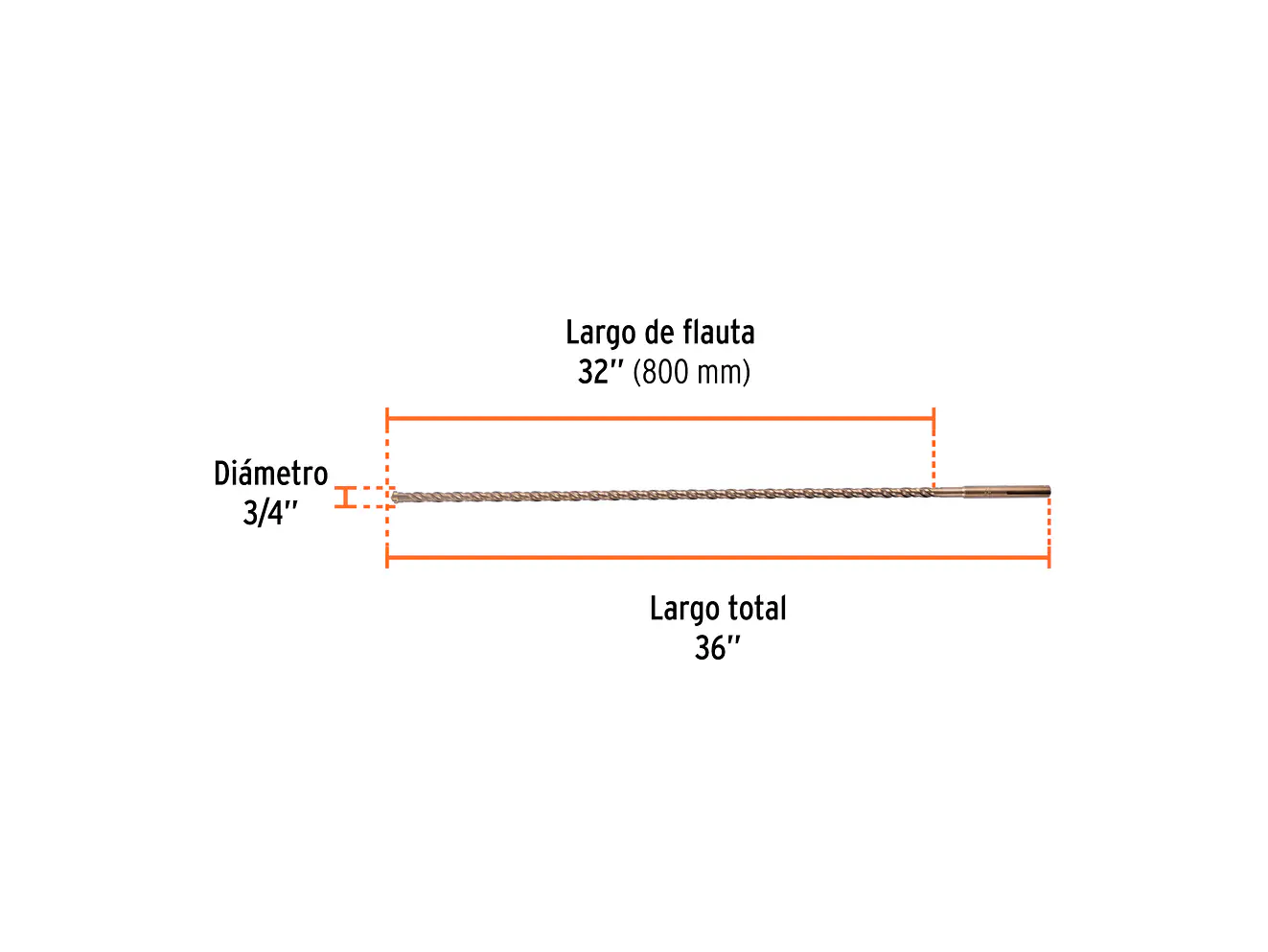 Broca SDS Truper para Concreto Truper 101437, 3/4 x 36