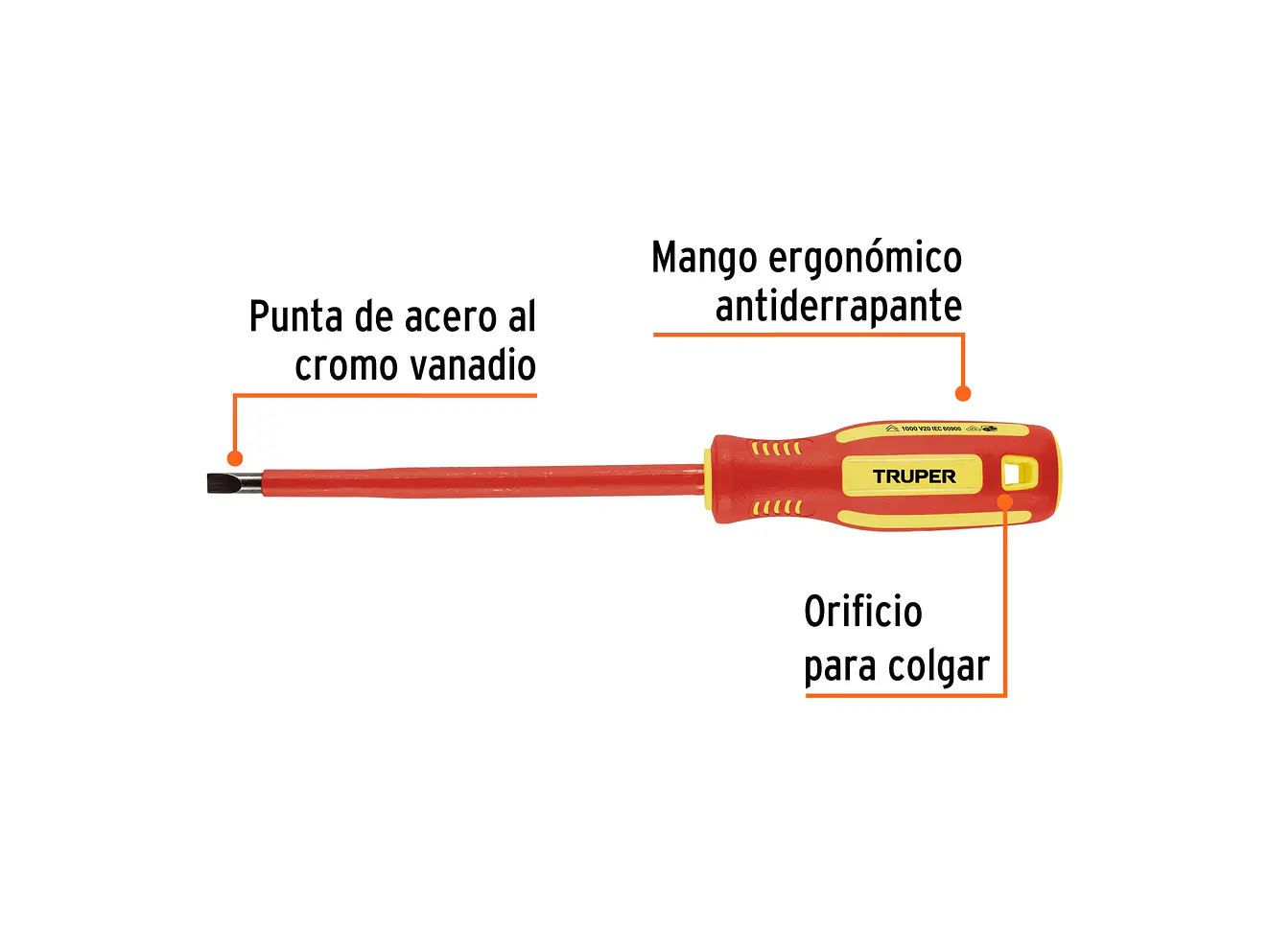 Destornillador Dieléctrico Truper 102243, Punta Pala de 1/4