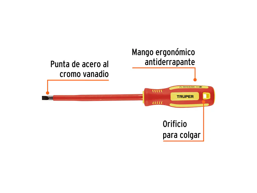 Destornillador Dieléctrico Truper 102243, Punta Pala de 1/4
