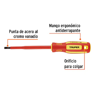 Destornillador Dieléctrico Truper 102242, Punta Pala de 7/32
