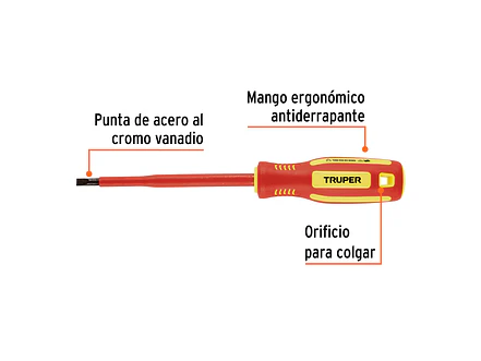 Destornillador Dieléctrico Truper 102242, Punta Pala de 7/32