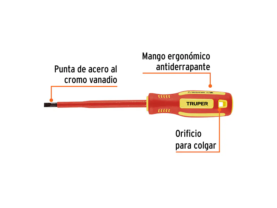 Destornillador Dieléctrico Truper 102242, Punta Pala de 7/32