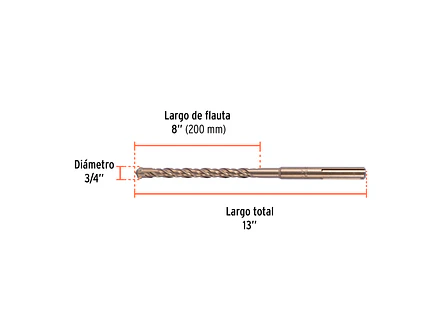 Broca SDS Truper para Concreto Truper 101435, 3/4 x 13