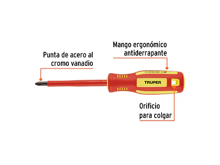 Destornillador Dieléctrico Truper 102241, Punta Phillips de 1/4