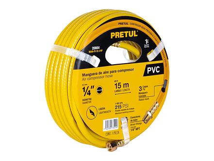 Manguera para Compresor Pretul 20664, de PVC, 15m x 1/4