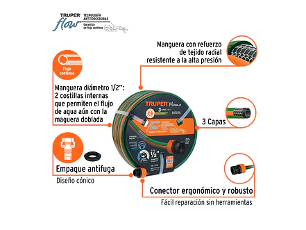 Manguera Reforzada Truper 102546, 1/2