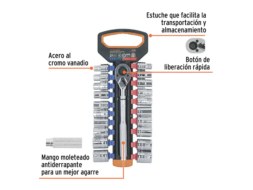 Juego de Copas Truper 103110, MM y STD, Mando 1/2