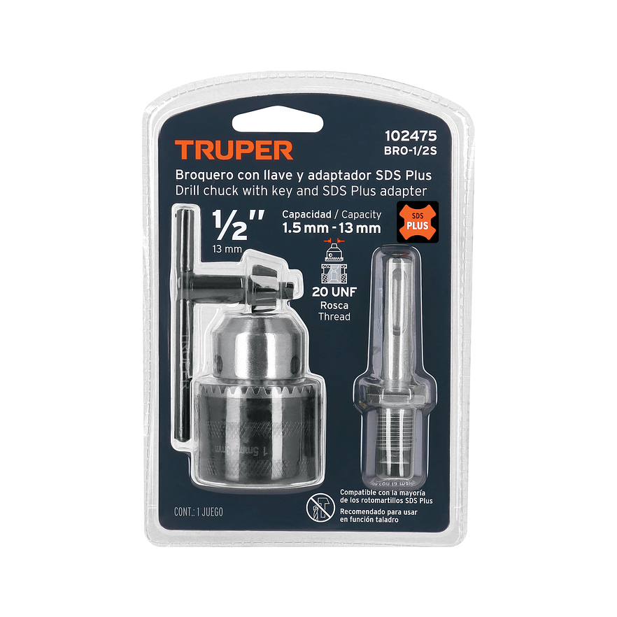 Mandril con Llave Truper 102475, 1/2