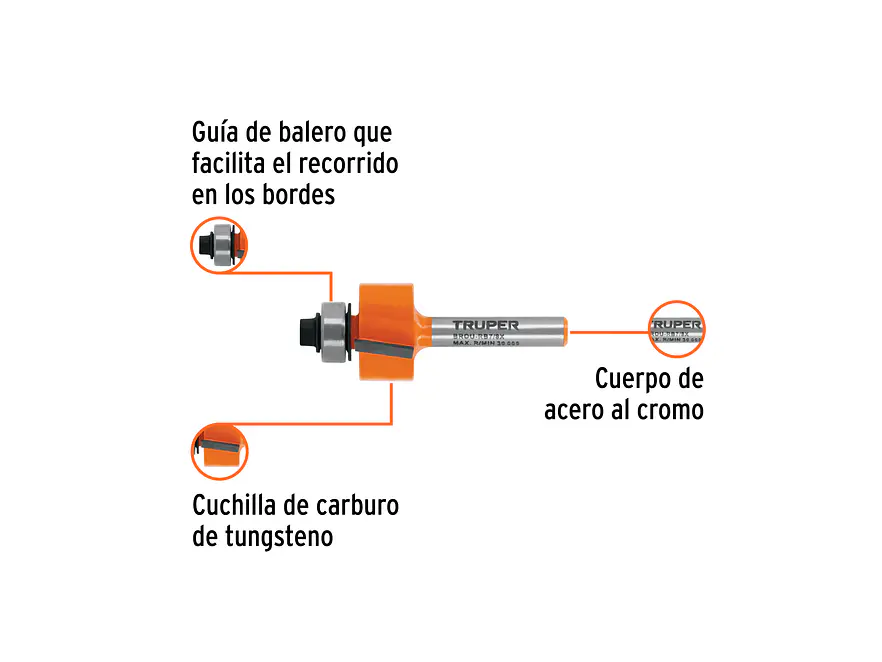 Fresa para Ruteadora Truper 102724, Rebajadora, 7/8