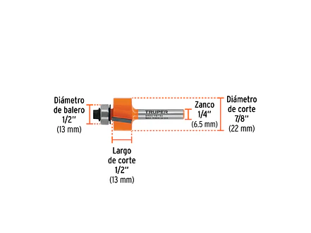 Fresa para Ruteadora Truper 102724, Rebajadora, 7/8