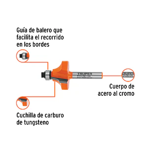 Fresa para Ruteadora Truper 102725, Redondeadora de Moldura, 1-1/8